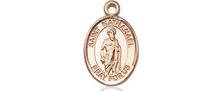 14kt Gold Saint Nathanael Medal Engraved Catholic Saint Jewelry