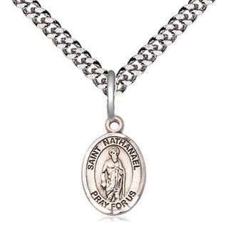 Pewter Saint Nathanael Medal Religious and Catholic Jewelry Engraved Catholic Saint Jewelry
