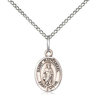 Sterling Silver Saint Nathanael Medal Religious and Catholic Jewelry Engraved Catholic Saint Jewelry