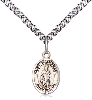 Sterling Silver Saint Nathanael Medal Religious and Catholic Jewelry Engraved Catholic Saint Jewelry