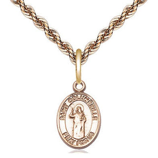 14kt Gold Filled Saint Columbkille Medal Religious and Catholic Jewelry Engraved Catholic Saint Jewelry