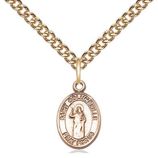 14kt Gold Saint Columbkille Medal Engraved Catholic Saint Jewelry
