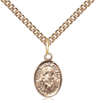 14kt Gold Saint Peter St Paul Medal Engraved Catholic Saint Jewelry