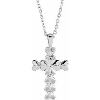 Sterling Silver Heart Cross 16-18" Necklace