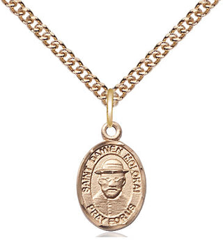 14kt Gold Saint Damien of Molokai Medal Engraved Catholic Saint Jewelry