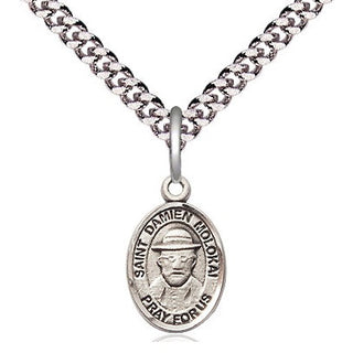 Pewter Saint Damien of Molokai Medal Religious and Catholic Jewelry Engraved Catholic Saint Jewelry