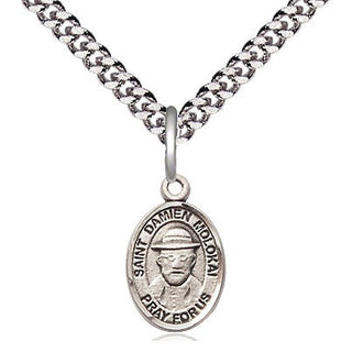 Pewter Saint Damien of Molokai Medal Religious and Catholic Jewelry Engraved Catholic Saint Jewelry