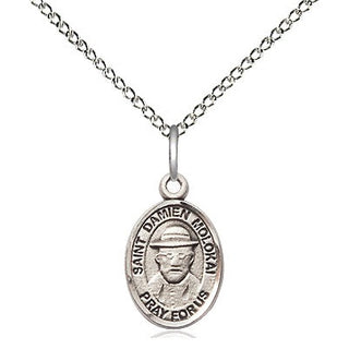 Sterling Silver Saint Damien of Molokai Medal Religious and Catholic Jewelry Engraved Catholic Saint Jewelry