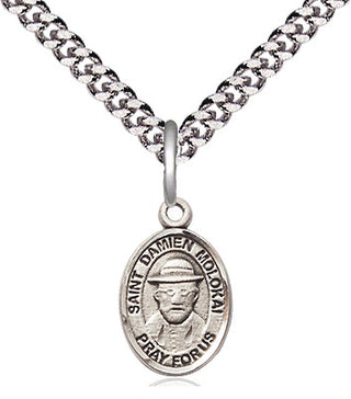 Sterling Silver Saint Damien of Molokai Medal Religious and Catholic Jewelry Engraved Catholic Saint Jewelry