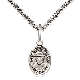 Sterling Silver Saint Damien of Molokai Medal Religious and Catholic Jewelry Engraved Catholic Saint Jewelry