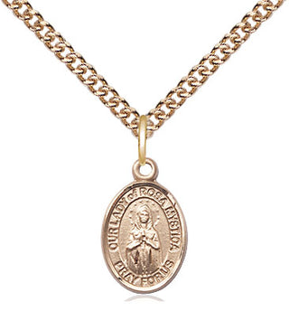 14kt Gold Filled Our Lady of Rosa Mystica Medal Religious and Catholic Jewelry Engraved Catholic Saint Jewelry