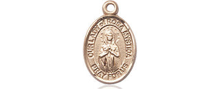 14kt Gold Our Lady of Rosa Mystica Medal Engraved Catholic Saint Jewelry