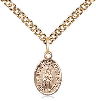 14kt Gold Our Lady of Rosa Mystica Medal Engraved Catholic Saint Jewelry