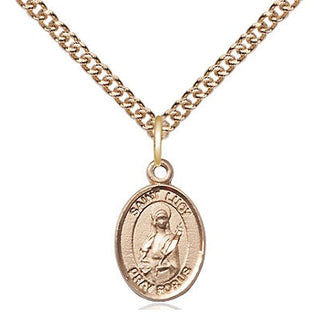 14kt Gold Saint Lucy Medal Engraved Catholic Saint Jewelry