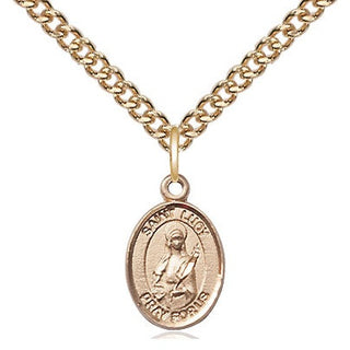 14kt Gold Saint Lucy Medal Engraved Catholic Saint Jewelry