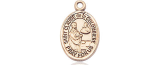 14kt Gold Saint Claude de la Colombiere Medal Engraved Catholic Saint Jewelry