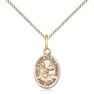 14kt Gold Saint Claude de la Colombiere Medal Engraved Catholic Saint Jewelry