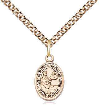 14kt Gold Saint Claude de la Colombiere Medal Engraved Catholic Saint Jewelry