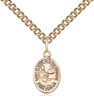 14kt Gold Saint Claude de la Colombiere Medal Engraved Catholic Saint Jewelry