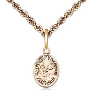 14kt Gold Saint Claude de la Colombiere Medal Engraved Catholic Saint Jewelry