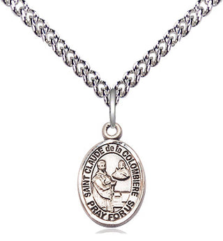 Sterling Silver Saint Claude de la Colombiere Medal Religious and Catholic Jewelry Engraved Catholic Saint Jewelry