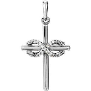14K White .06 CTW Diamond Infinity-Inspired Cross Pendant