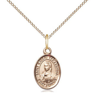 14kt Gold Filled Saint Kateri Tekakwitha Medal Religious and Catholic Jewelry Engraved Catholic Saint Jewelry