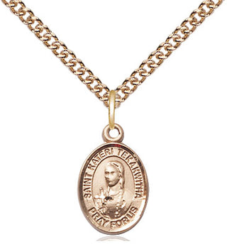 14kt Gold Filled Saint Kateri Tekakwitha Medal Religious and Catholic Jewelry Engraved Catholic Saint Jewelry