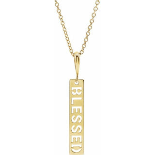 14K Yellow Blessed Bar 16-18" Necklace