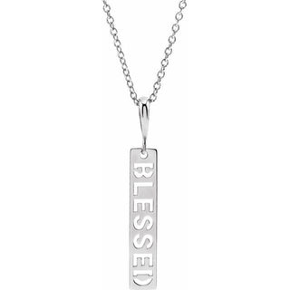 14K White Blessed Bar 16-18" Necklace