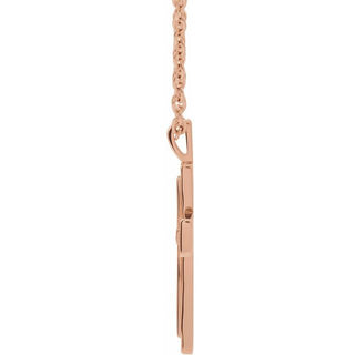 14K Rose Textured Cross 18" Necklace