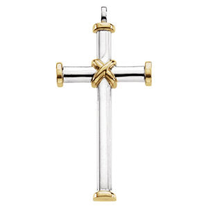 14K White/Yellow 49x26.25 MM Cross Pendant