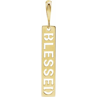 14K Yellow 27.2x4 mm Blessed Bar Pendant