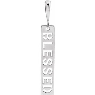 Sterling Silver 27.2x4 mm Blessed Bar Pendant