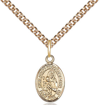 14kt Gold Our Lady of the Precious Blood Medal Engraved Catholic Saint Jewelry