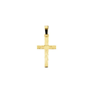 14K Yellow 19x11 mm Cross with Heart Pendant 
