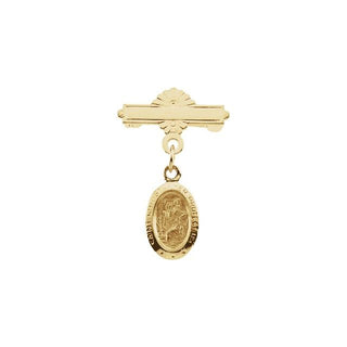 14K Yellow Saint Christopher Baptismal Pin 
