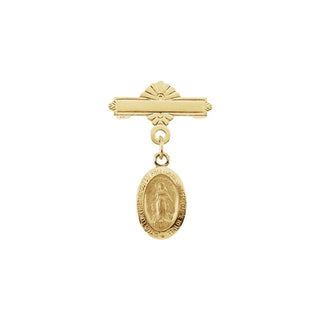 14K Yellow Miraculous Baptismal Pin 