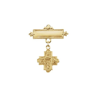 14K Yellow 12 mm Four-Way Medal Baptismal Pin