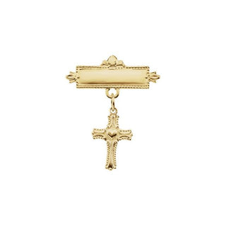 14K Yellow Cross Baptismal Pin 