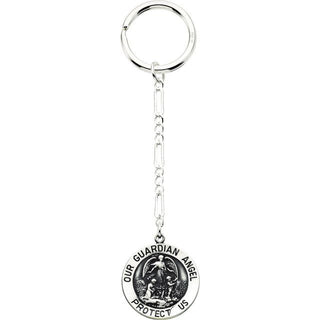 Sterling Silver 25 mm Guardian Angel Key Chain 