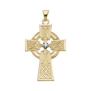 14K Yellow/White .06 CT Natural Diamond Cross Pendant