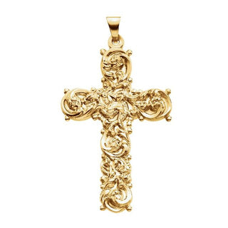 14K Yellow 43x26.5 mm Sculptural Cross Pendant