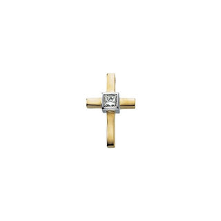 14K Yellow 1/6 CTW Natural Diamond Cross Pendant 
