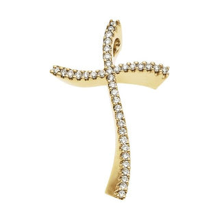 14K Yellow 3/8 CTW Natural Diamond Cross Pendant