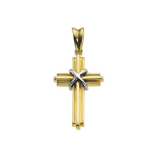 14K Yellow/White 26.25x17.75 mm Cross Pendant