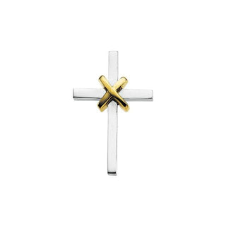 14K White/Yellow 27.75x19 mm Cross Pendant