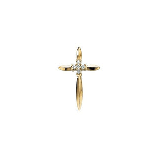 14K Yellow .07 CTW Natural Diamond Cross Pendant  