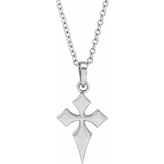 14K White 18.3x9 mm Cross 16-18" Necklace