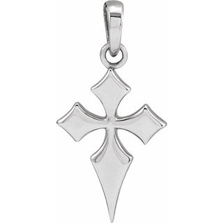14K White 18.3x9 mm Cross Pendant